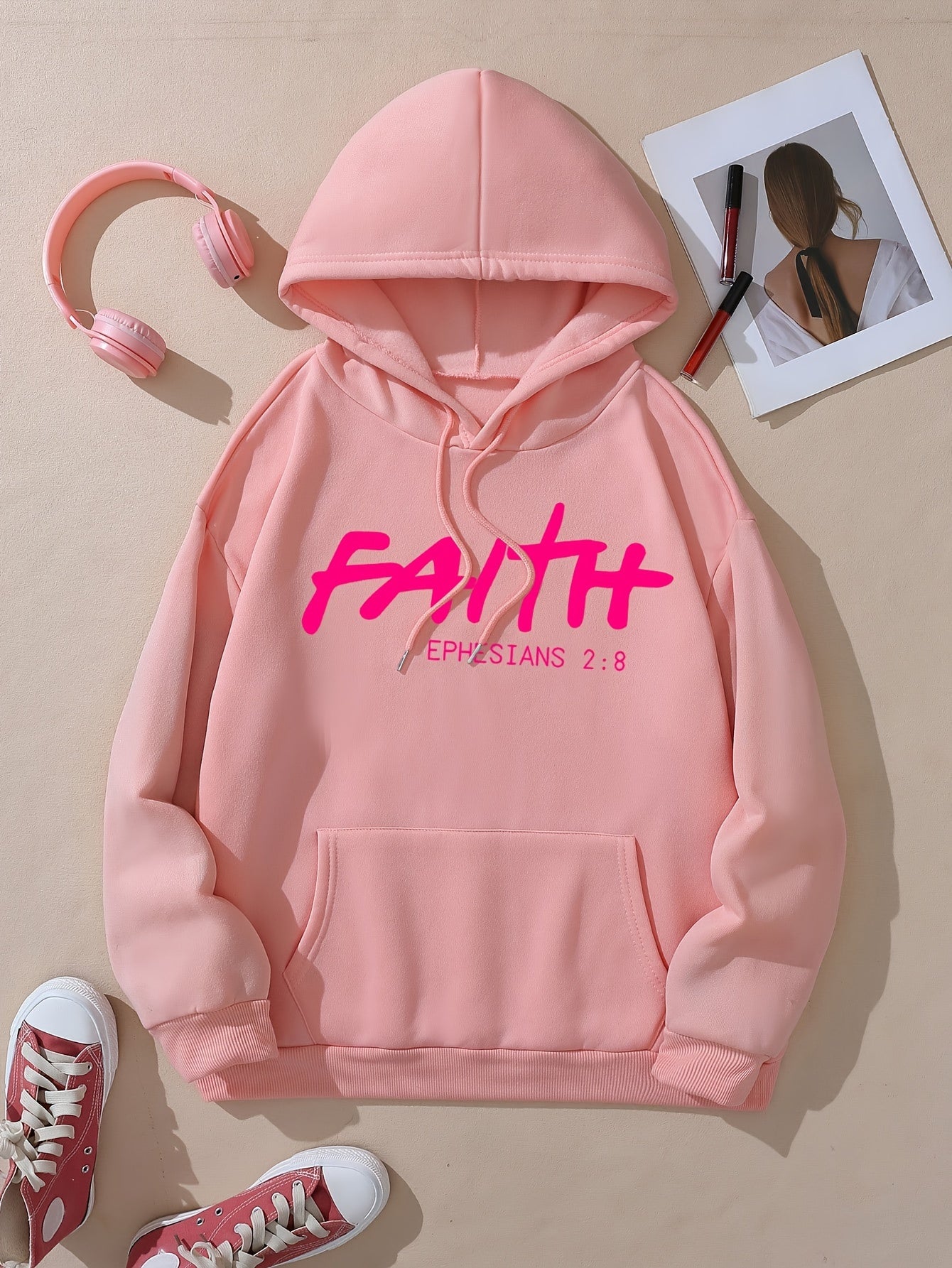 Ephesians 2:8 Faith Women's Christian Pullover Hooded Sweatshirt claimedbygoddesigns