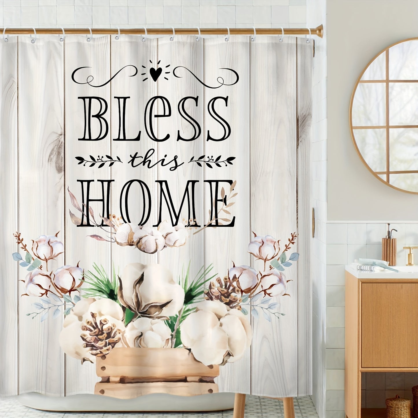Bless This Home Christian Shower Curtain Set 72inch*72inch claimedbygoddesigns
