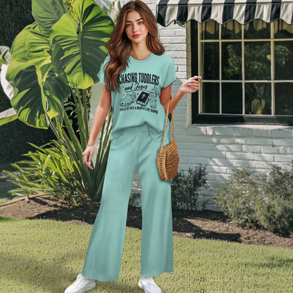 Feuled By Faith Chasing Toddlers And Him Women’s Christian Pajama Set - ClaimedbyGodDesigns