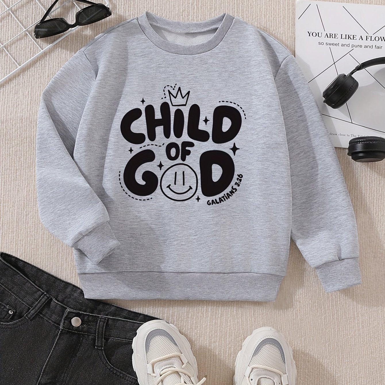 Child Of God Youth Christian Pullover Sweatshirt claimedbygoddesigns