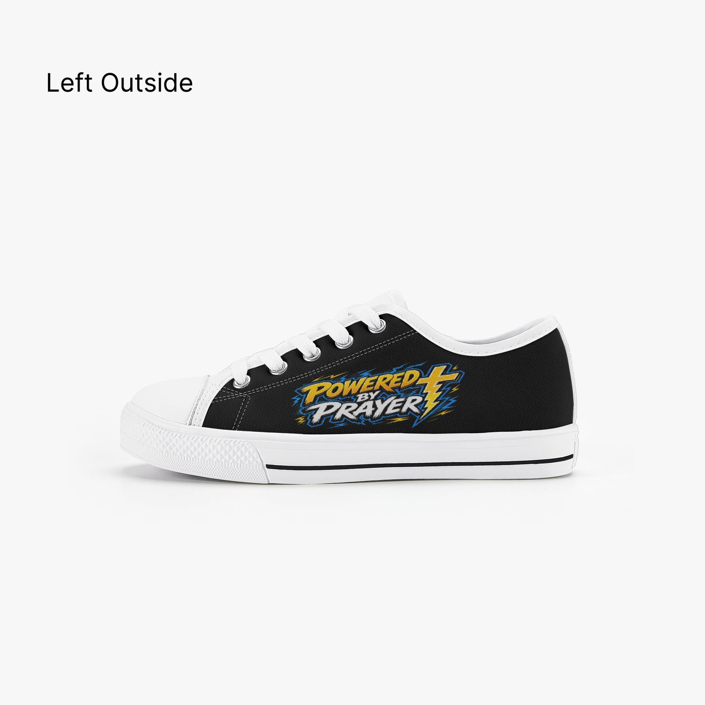 Powered By Prayer Christian Kid’s Low - Top Canvas Shoes - ClaimedbyGodDesigns