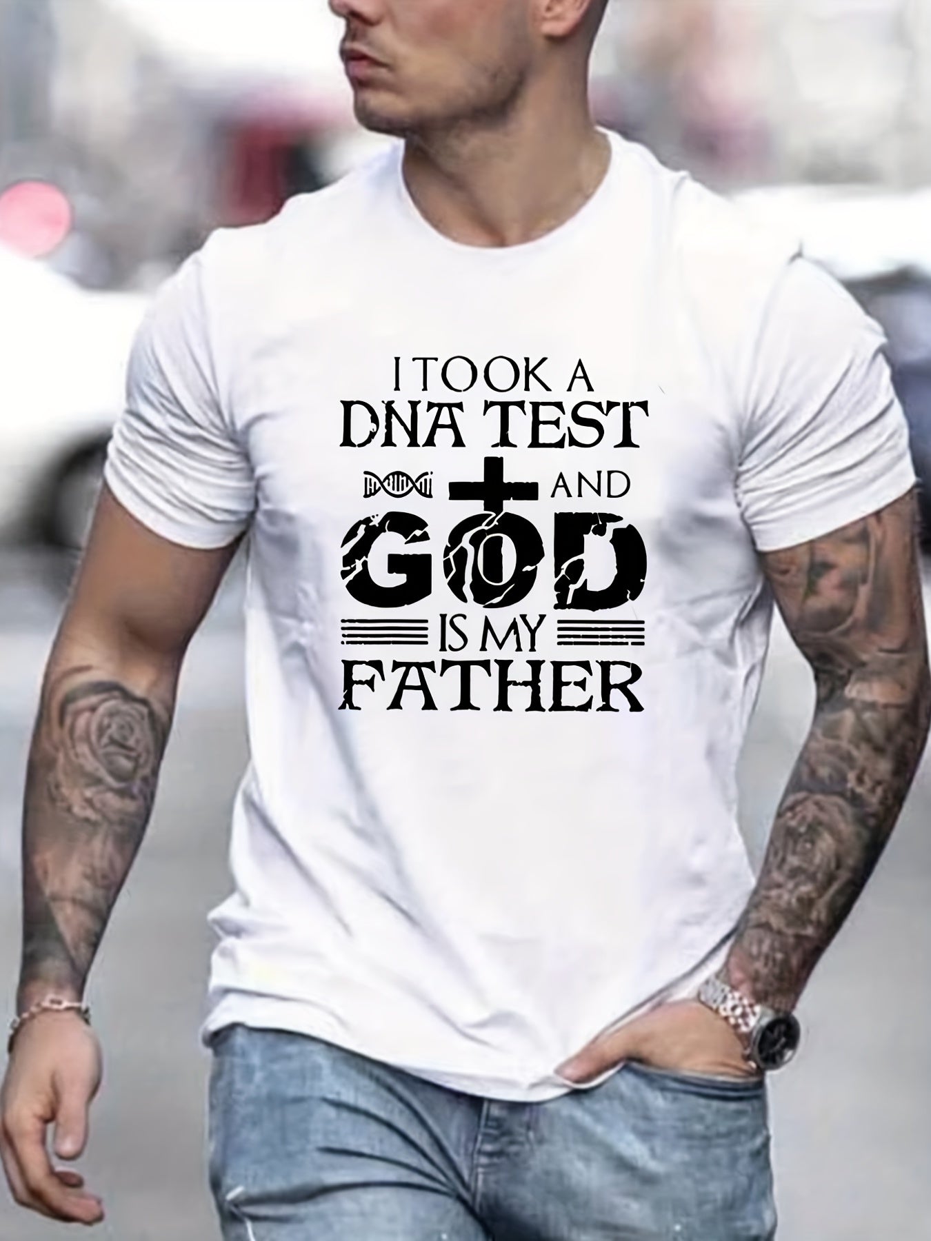 I Took A DNA Test & God Is My Father Men's Christian T-shirt claimedbygoddesigns