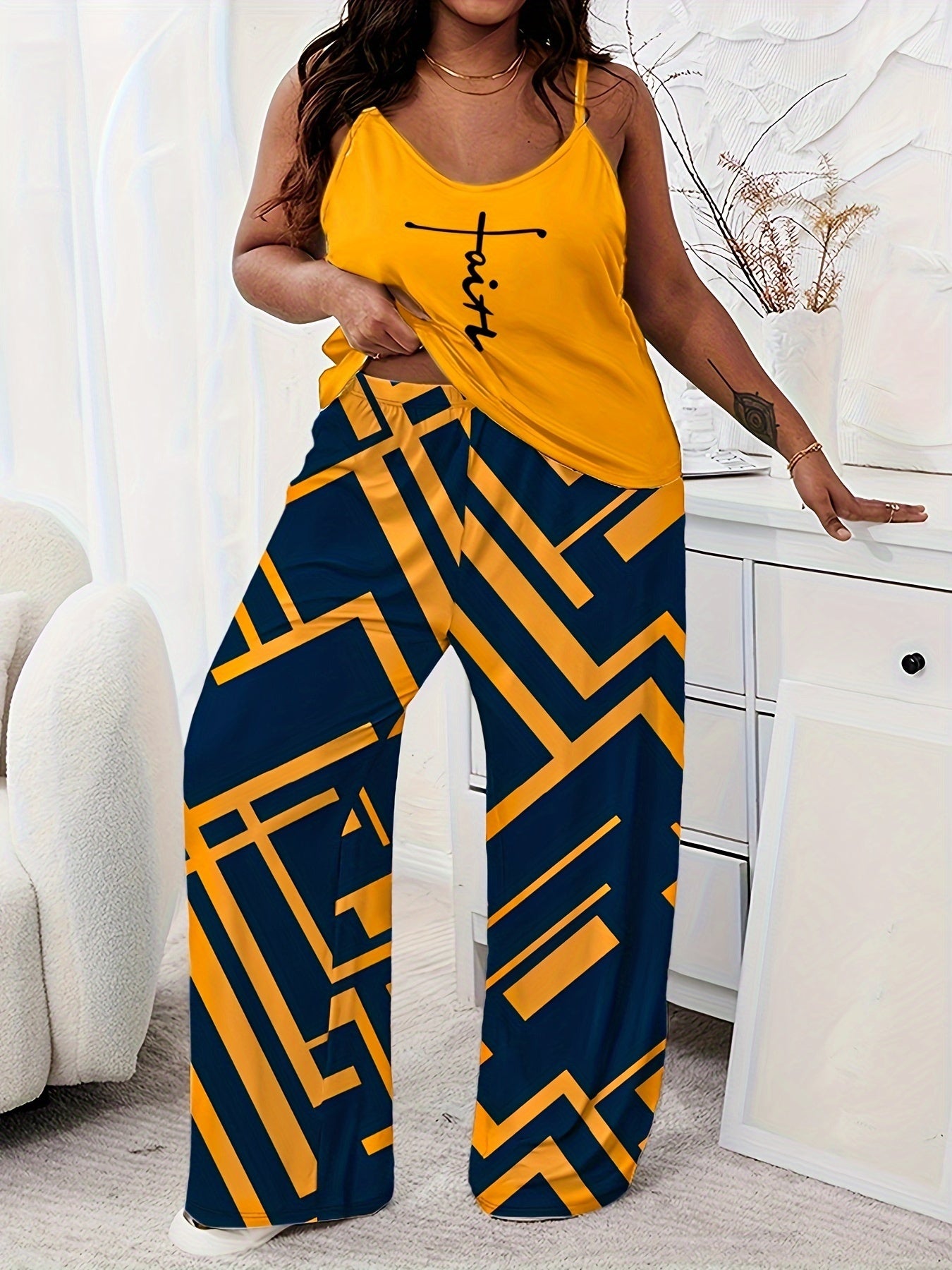 Faith (multicolor) Plus Size Women's Christian Pajama Set claimedbygoddesigns