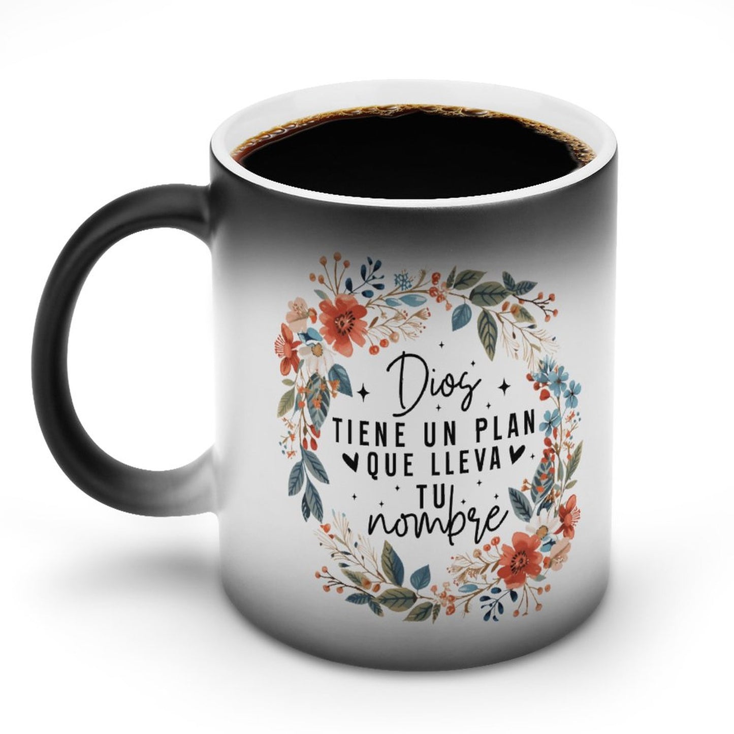 Dios Tiene Un Plan Que LLeva Tu Nombre Spanish Christian Color Changing Mug (Dual-sided)