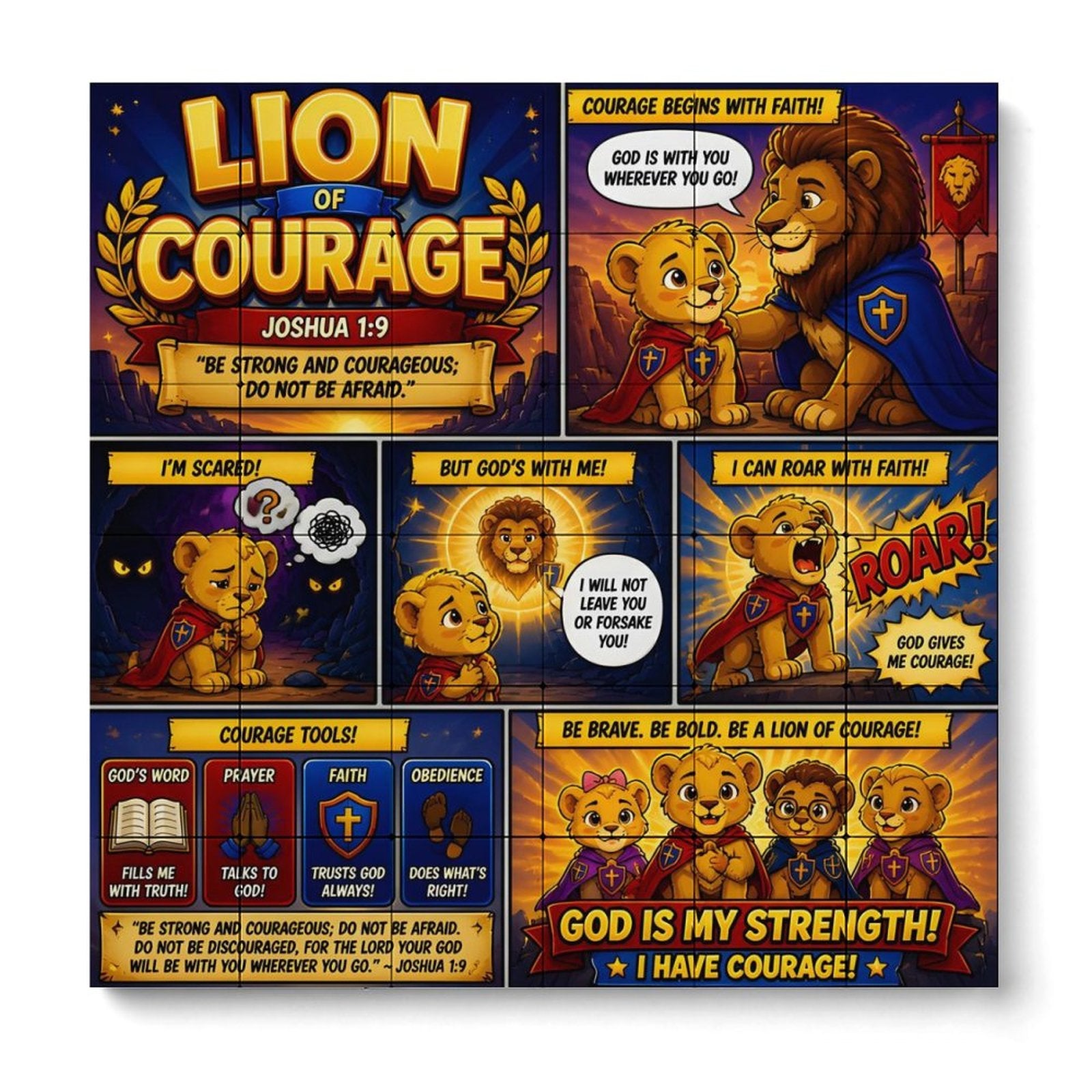 Lion of Courage – Building Block Puzzle Ornament - ClaimedbyGodDesigns