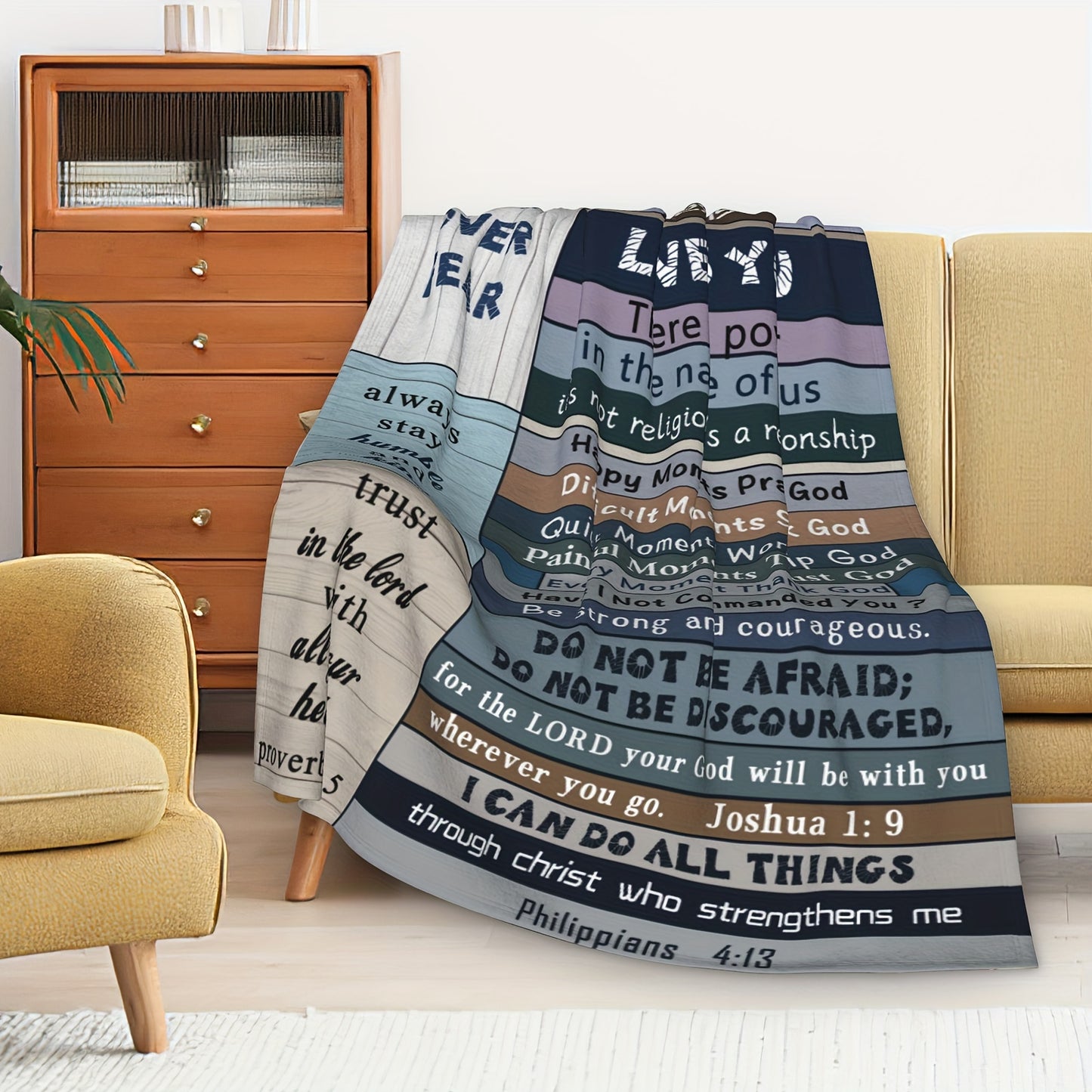 Christian Positive Affirmations Bible Verse Throw Blanket claimedbygoddesigns