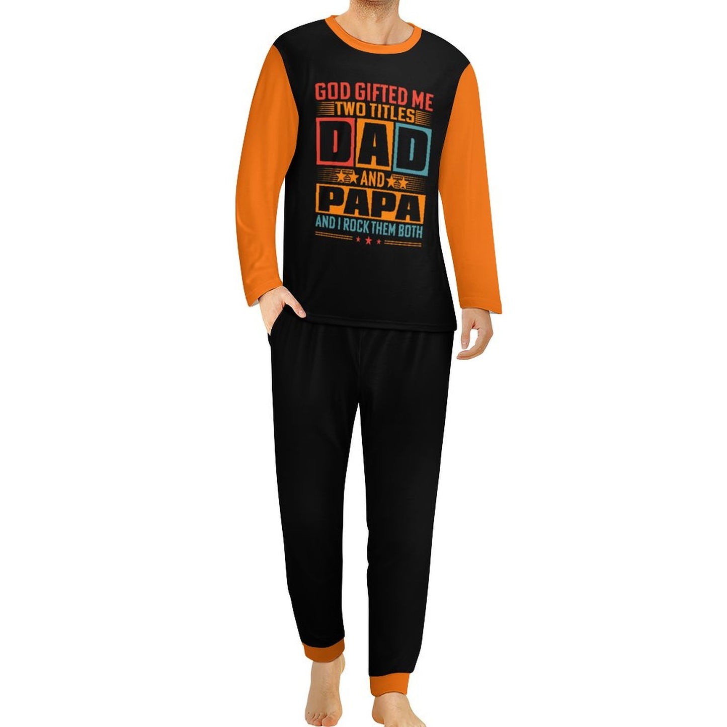 God Gifted Me Two Titles Dad And Papa And I Rock Them Both Men's Christian Pajamas SALE-Personal Design