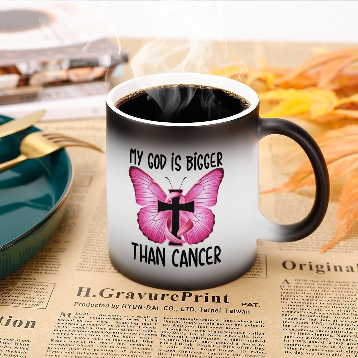 My God Is Bigger Than Cancer Cancer Survivor Christian Color Changing Mug (Dual-sided)