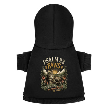 Psalm 23 Paws Christian Pet Hooded Pullover Sweatshirt Cat Hoodie Warm, Soft & Breathable - ClaimedbyGodDesigns