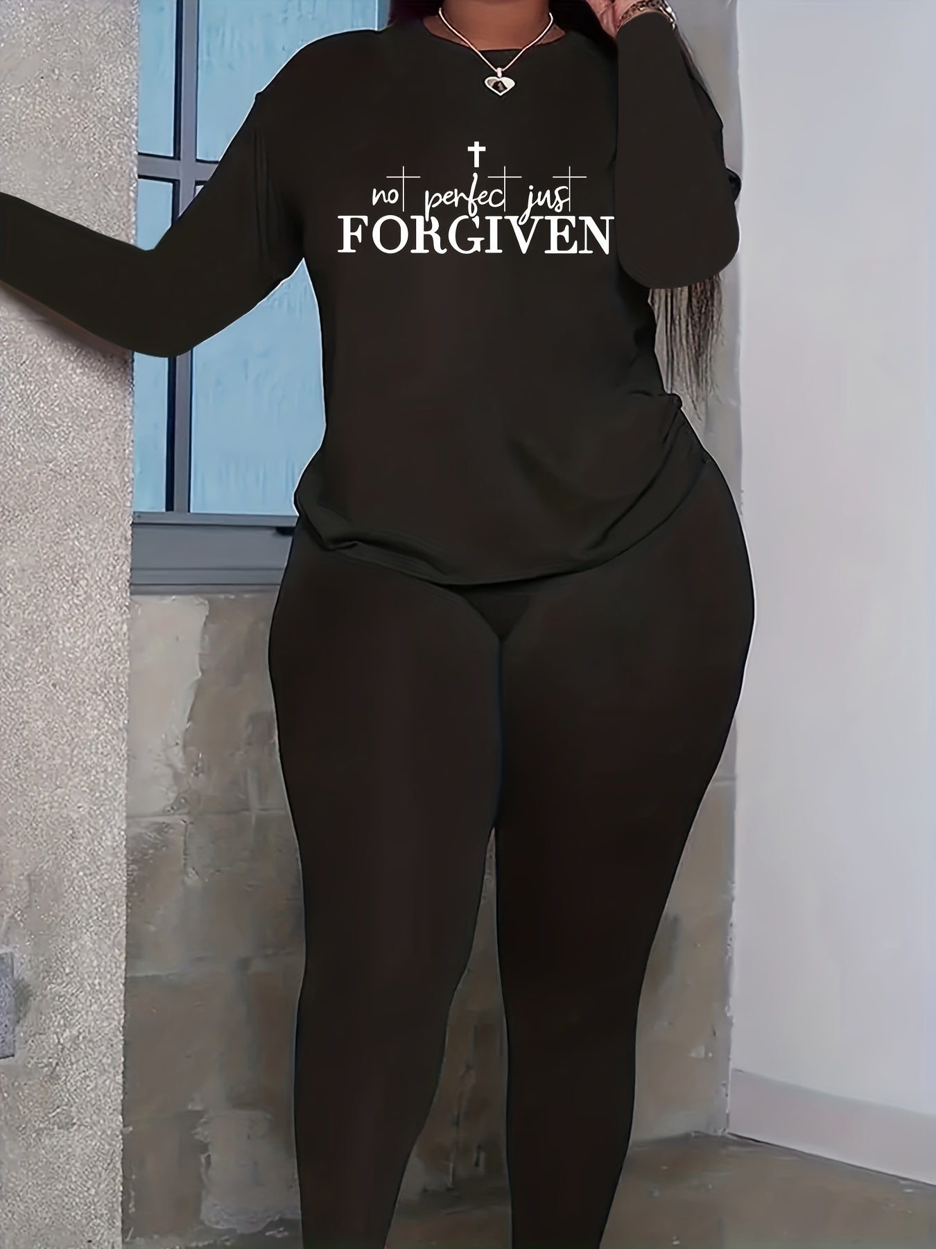 Not Perfect Just Forgiven Plus Size Women's Christian Casual Outfit claimedbygoddesigns