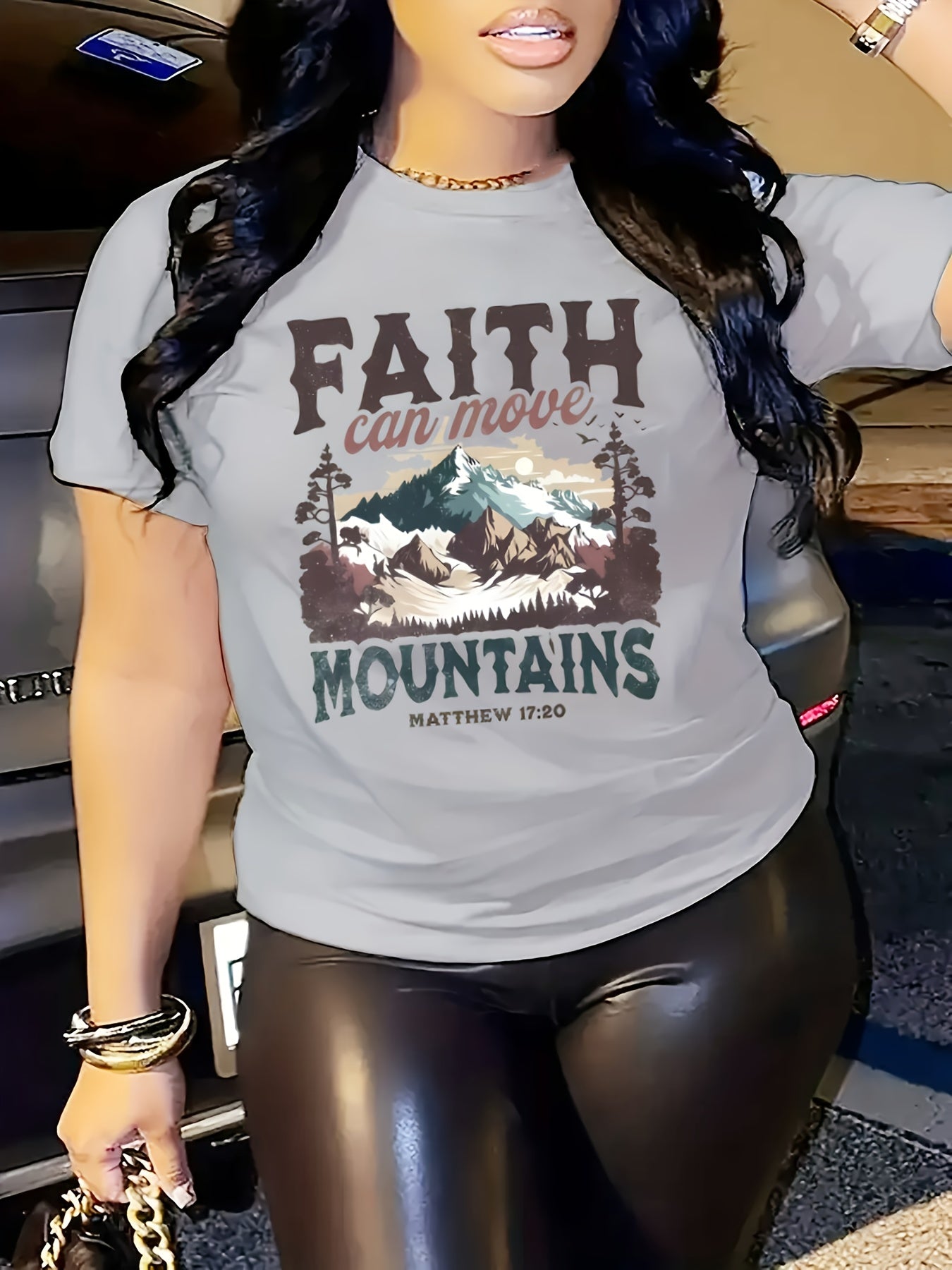 Faith Can Move Mountains Plus Size Women's Christian T-shirt claimedbygoddesigns