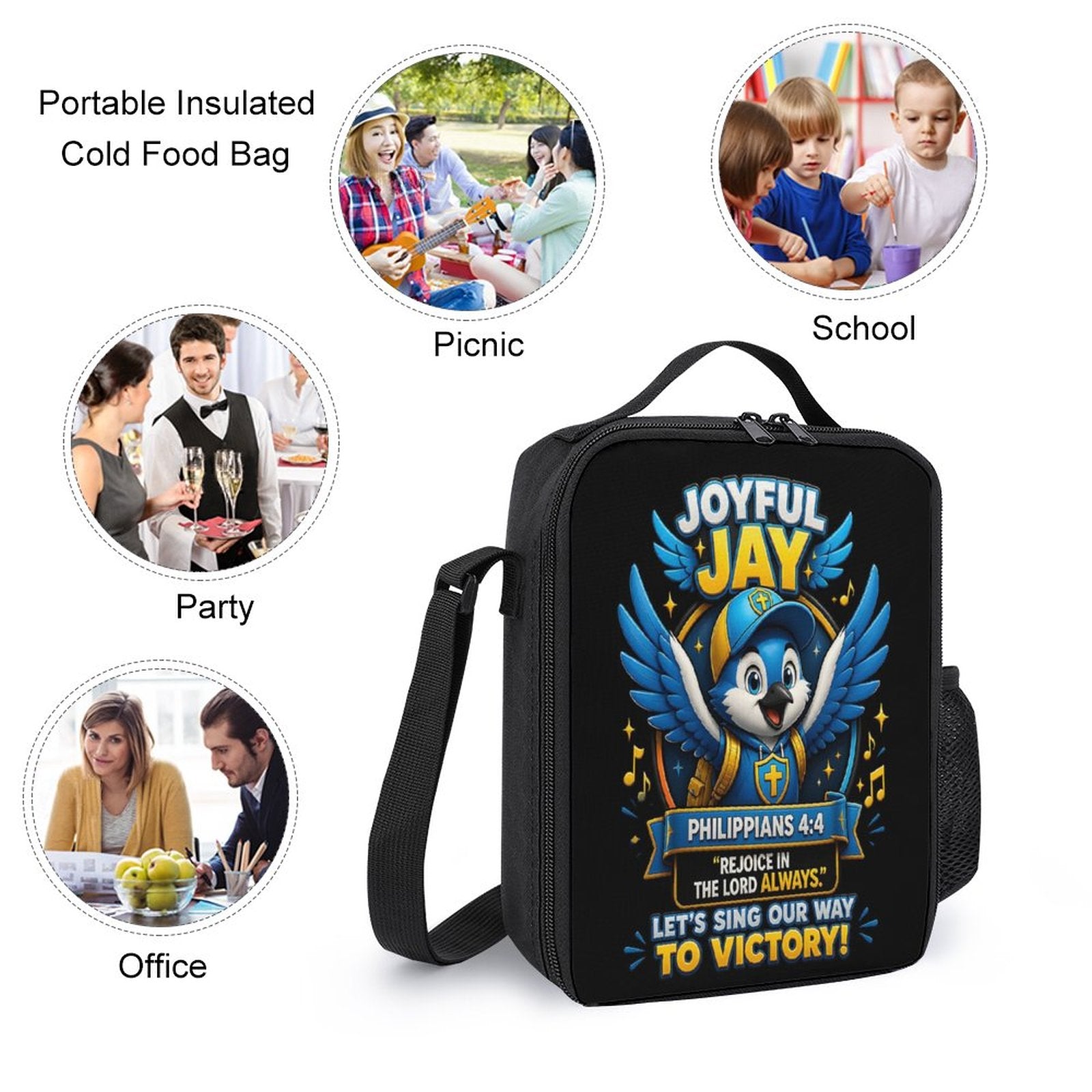 Joyful Jay Christian 3 PCS Bag Set (Backpack, Lunch Bag and Pencil Case) - ClaimedbyGodDesigns