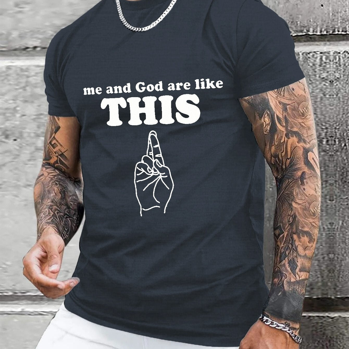 Me & God Are Like This PLUS SIZE Men's Christian T-shirt claimedbygoddesigns