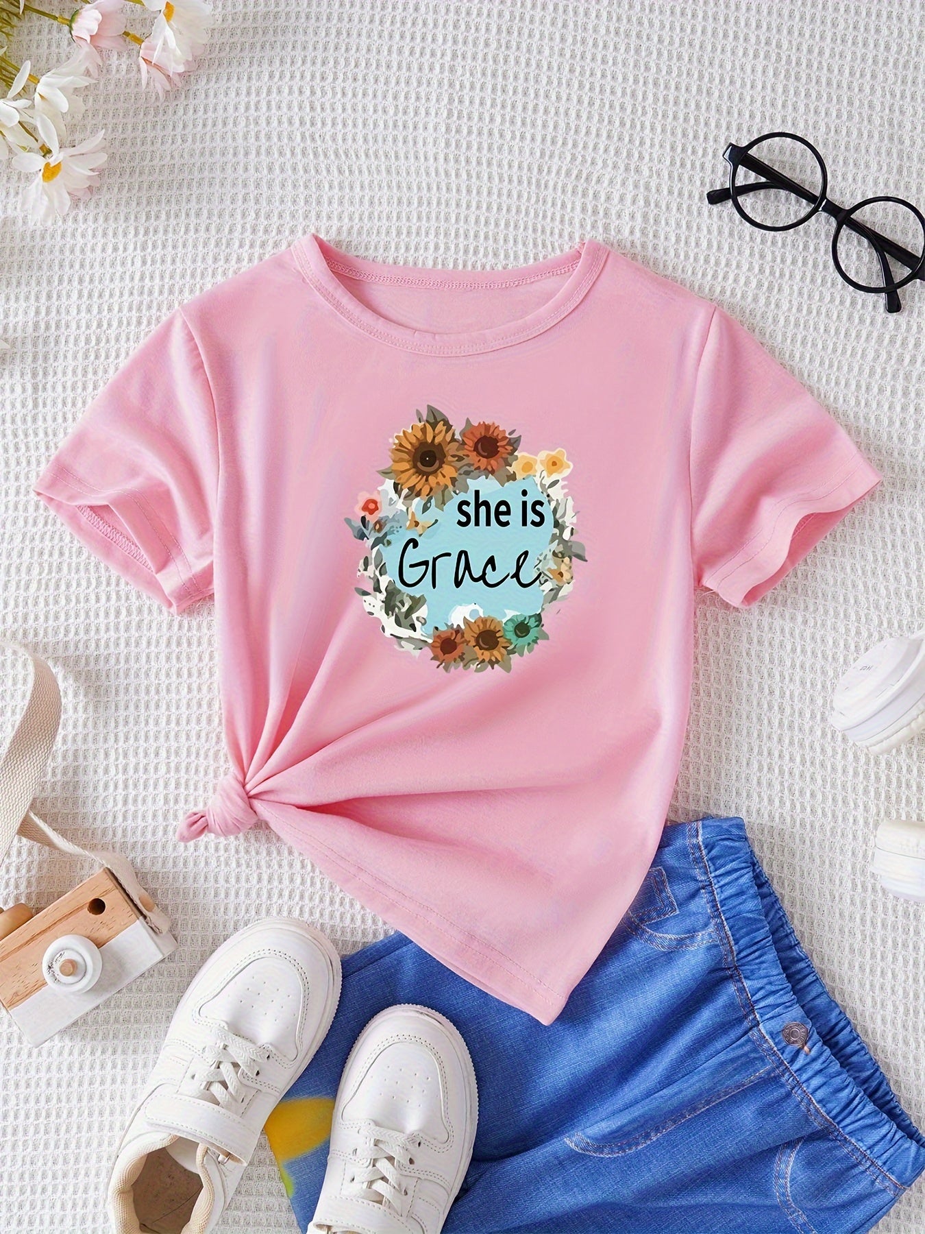 SHE IS GRACE Youth Christian T-shirt claimedbygoddesigns