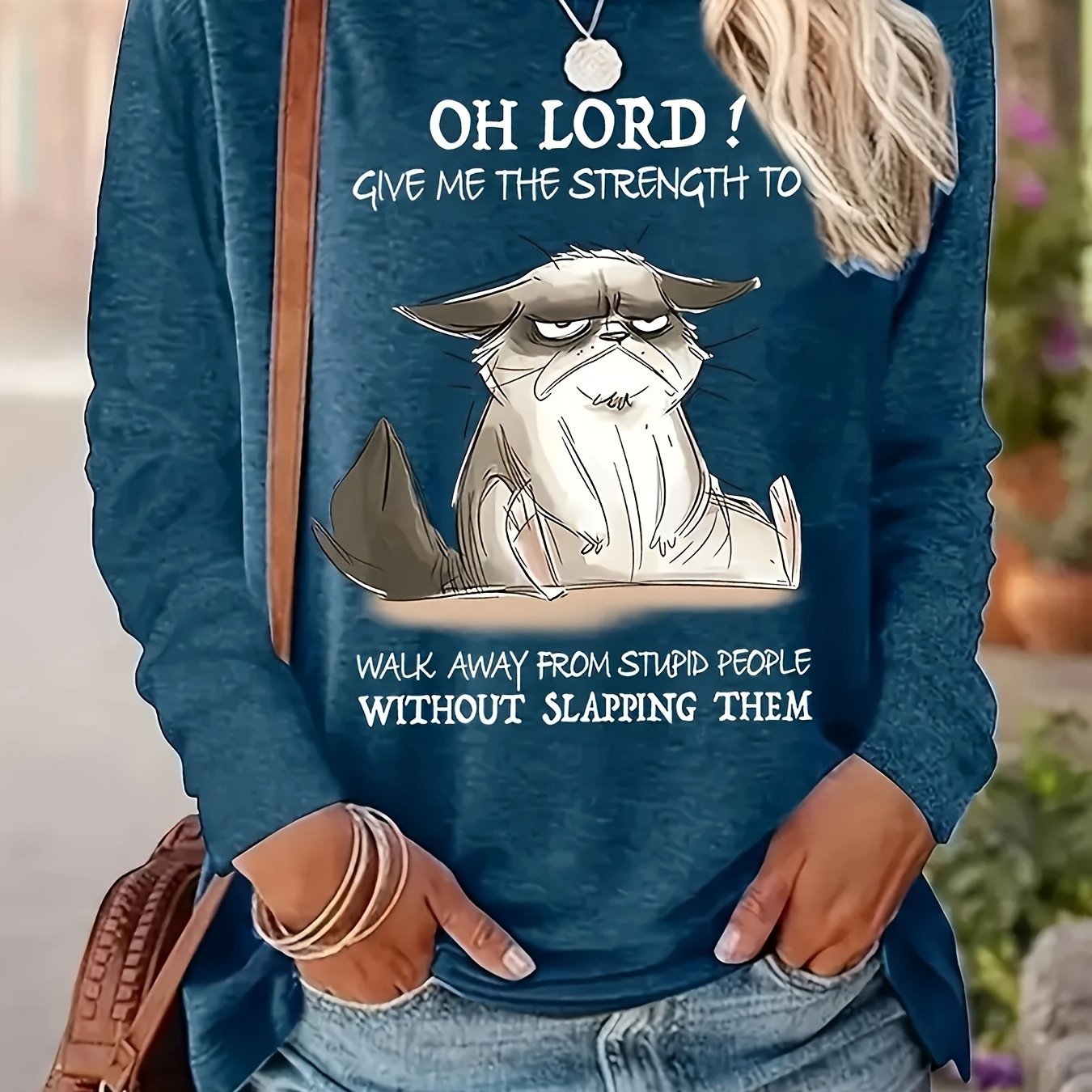 Oh Lord Give Me The Strength To Walk Away From Stupid People Women's Christian Pullover Sweatshirt claimedbygoddesigns