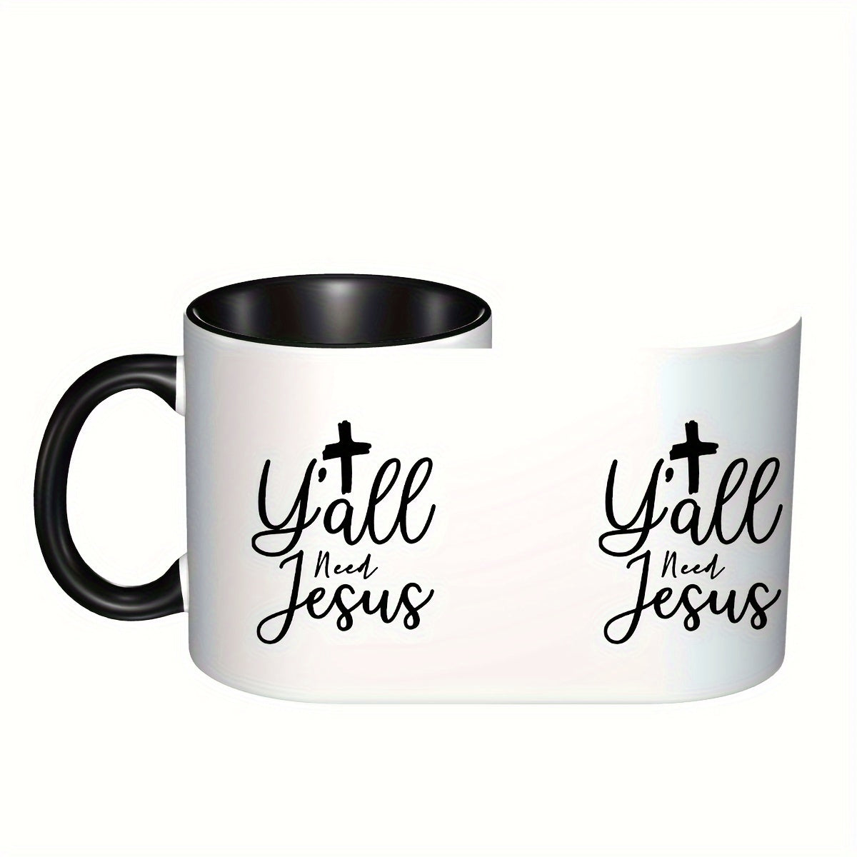 Y'all Need Jesus Christian Black/White Mug, 11.16oz claimedbygoddesigns