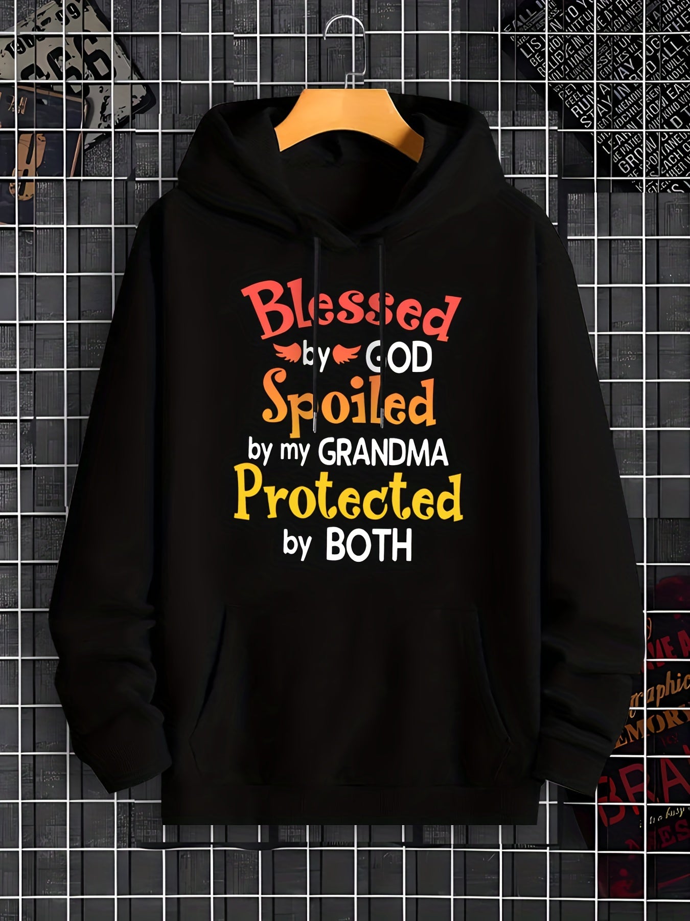 Blessed By God Spoiled By My Grandma Protected By Both Unisex Christian Pullover Hooded Sweatshirt claimedbygoddesigns