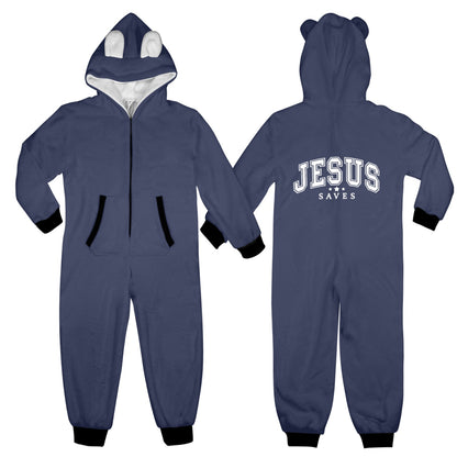 He Saves One-Piece Zip Up Hooded Pajamas for Big Kids (Youth)