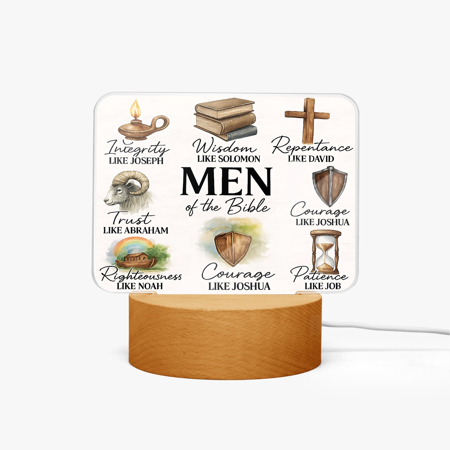 Men Of The Bible Christian Acrylic Plaque with Stand - Rectangle - ClaimedbyGodDesigns
