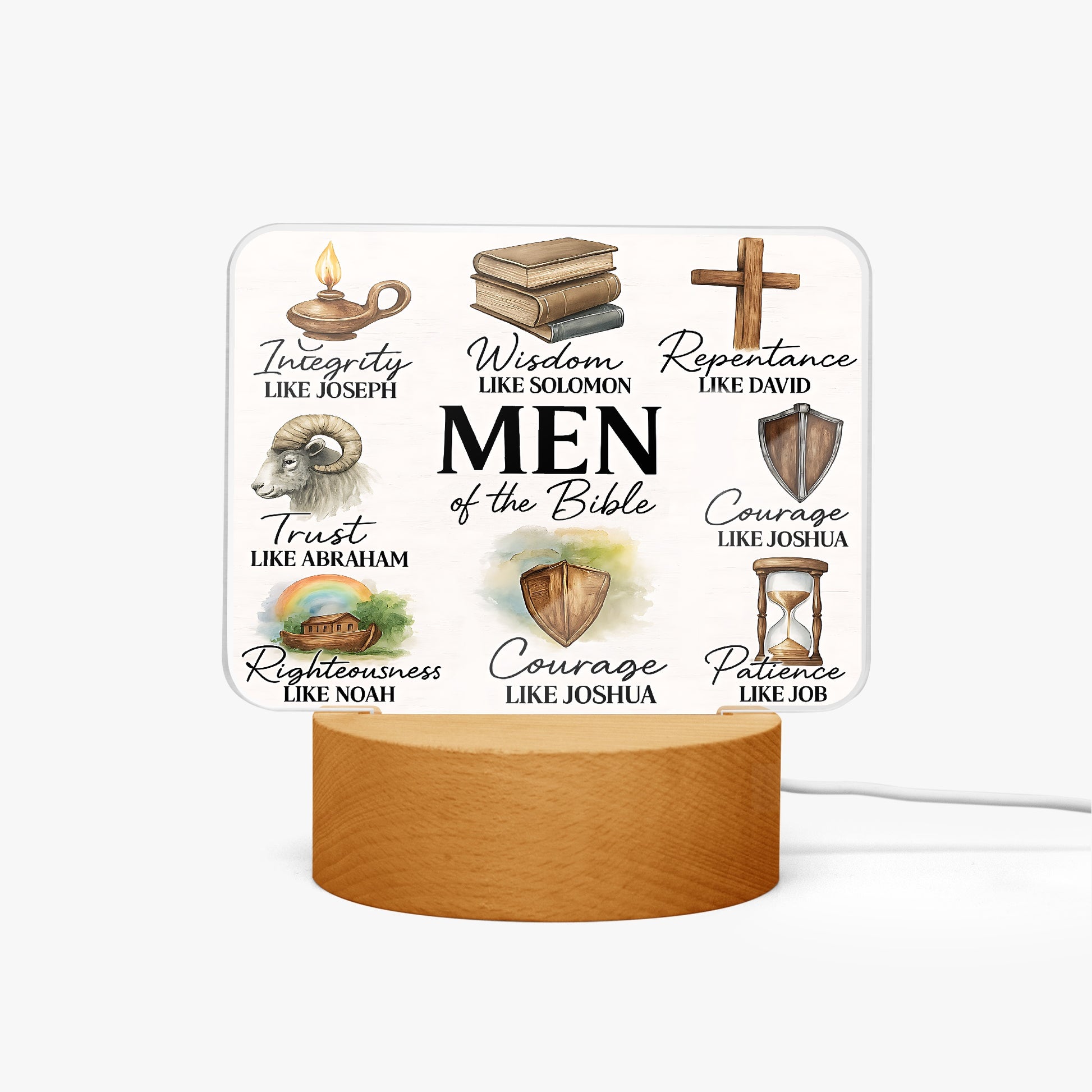 Men Of The Bible Christian Acrylic Plaque with Stand - Rectangle - ClaimedbyGodDesigns