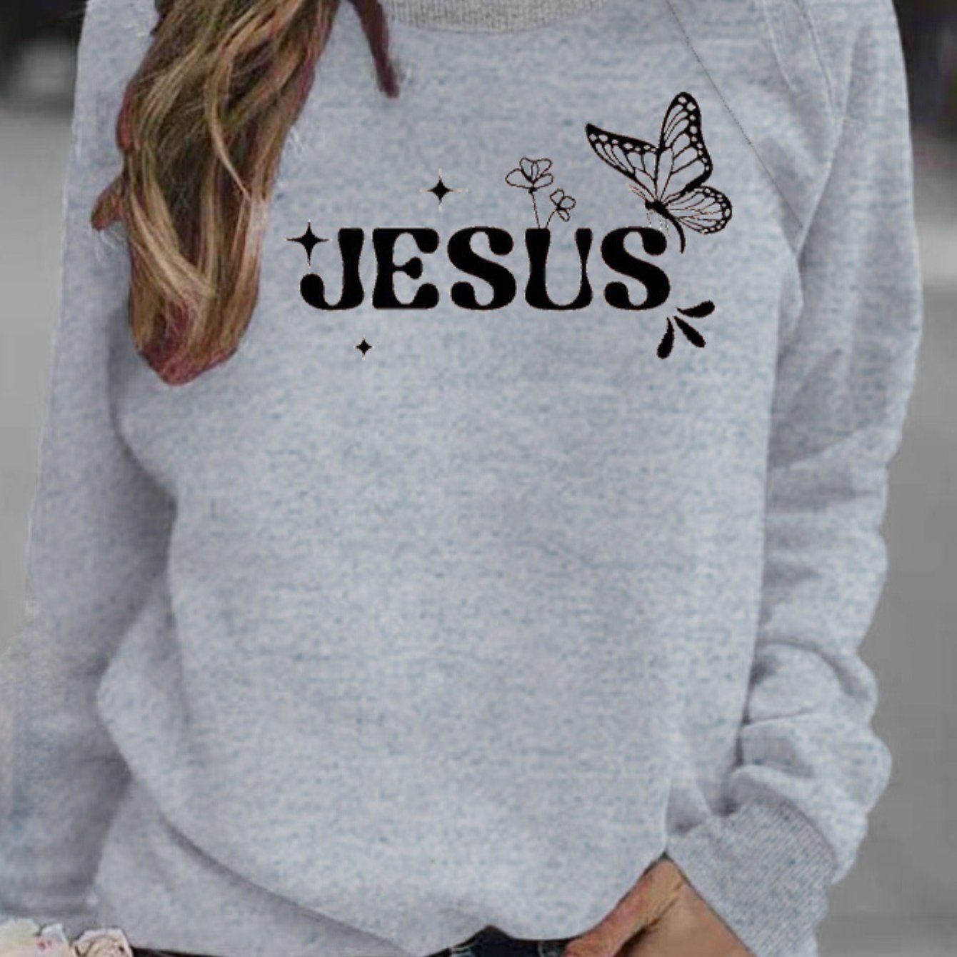 Jesus (Butterfly) Women's Christian Pullover Sweatshirt claimedbygoddesigns