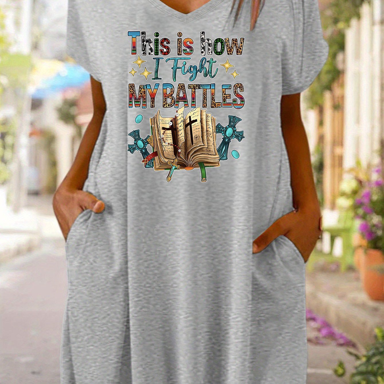 This Is How I Fight My Battles Women's Christian Pajama Dress claimedbygoddesigns
