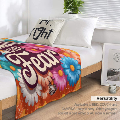 Faith Over Fear Christian Flannel Throw Blanket