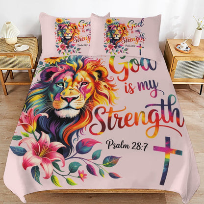 He Is My Strength 3 - PieceChristian Comforter Bedding Set - King - ClaimedbyGodDesigns