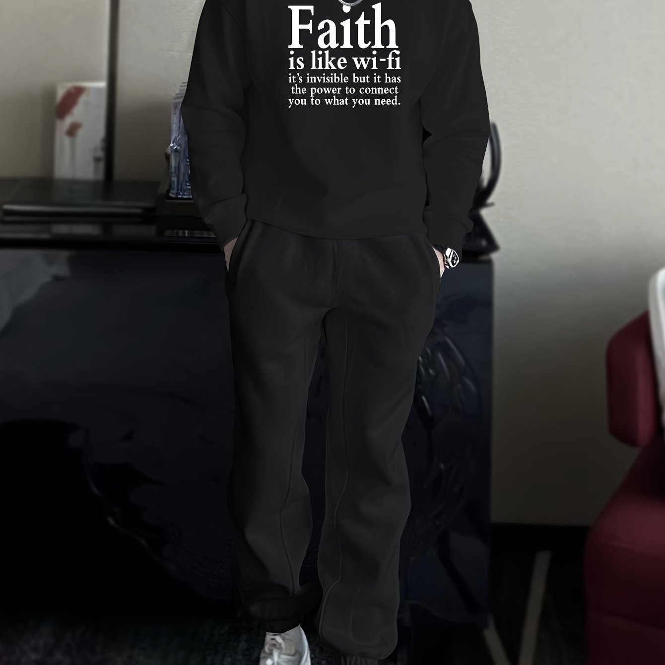 Faith Is Like Wi-Fi Men's Christian Casual Outfit claimedbygoddesigns