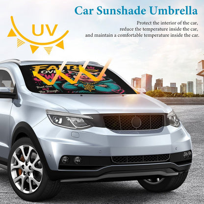 Faith Over Swine Christian Car Sunshade Umbrella - ClaimedbyGodDesigns