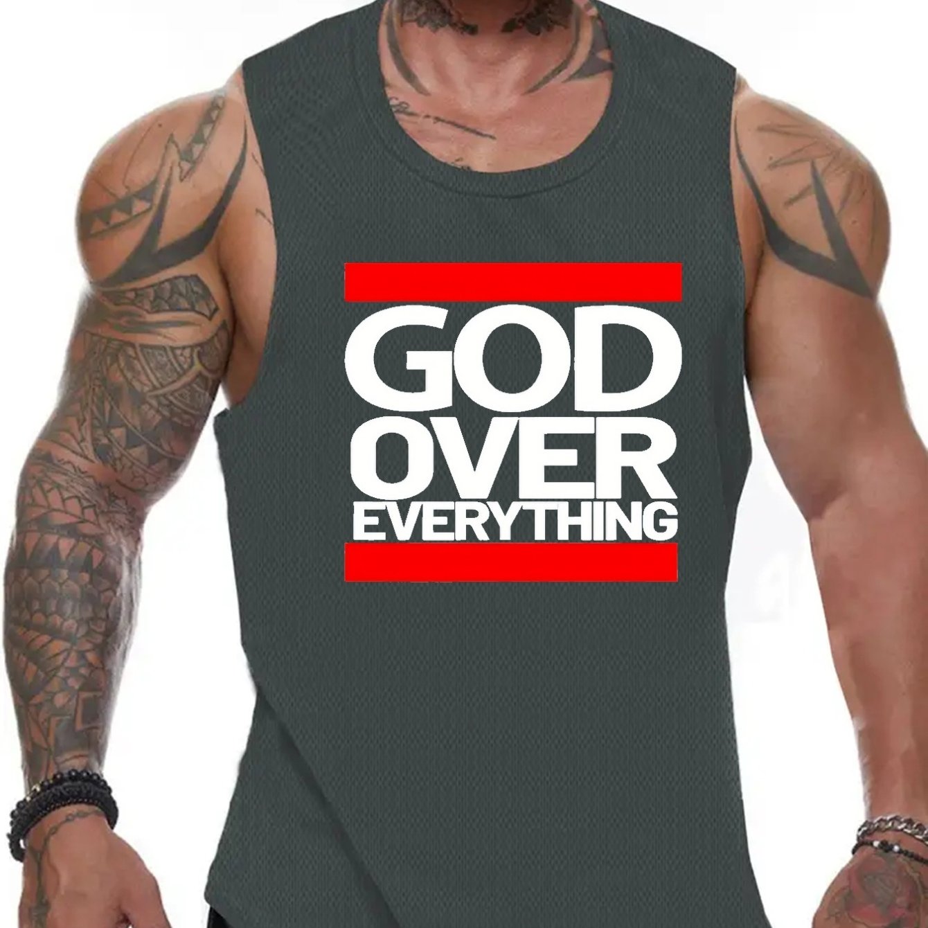 GOD OVER EVERYTHING Men's Christian Tank Top claimedbygoddesigns