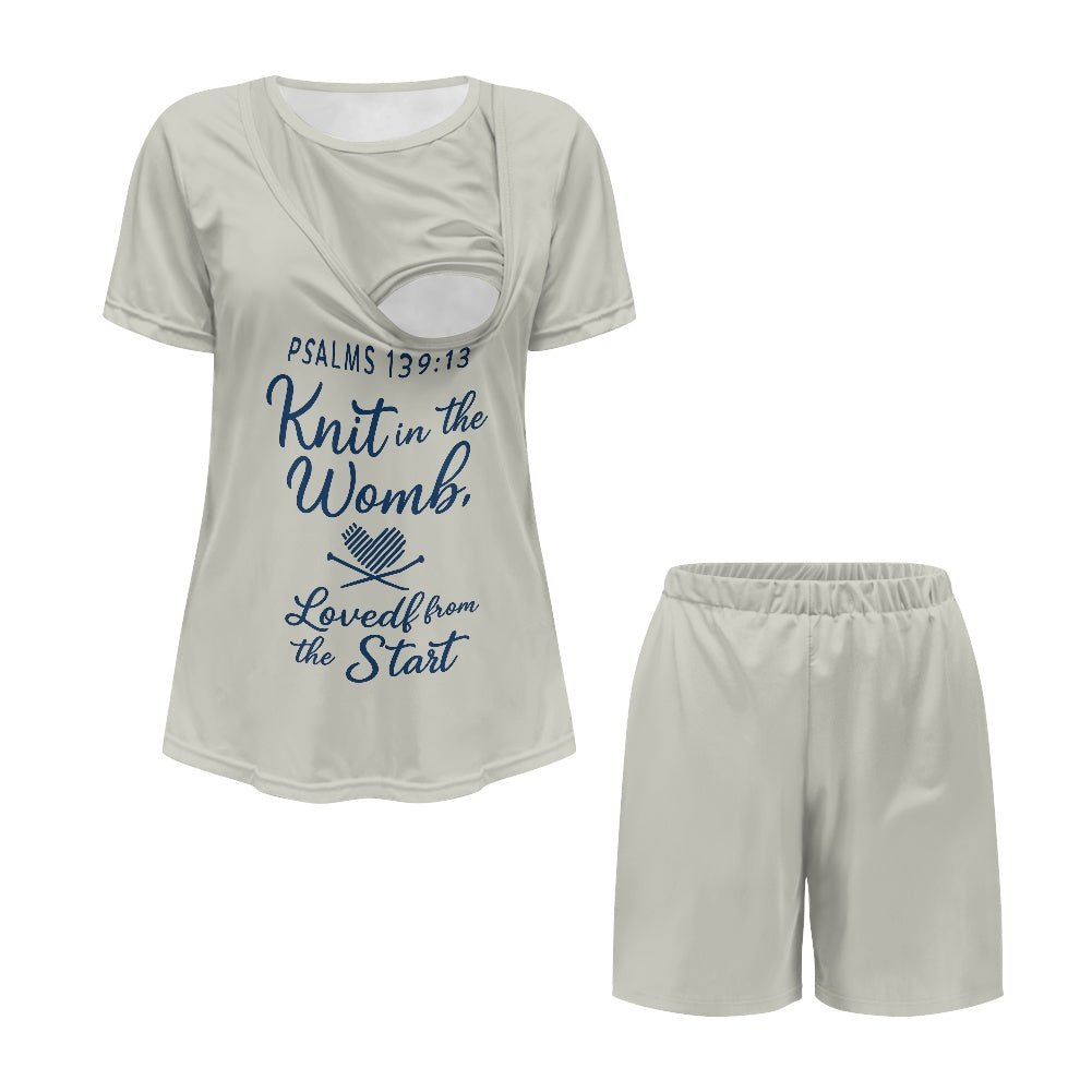 Knit in the Womb, Loved from the Start Christian Maternity Short Sleeve Pajama Set - ClaimedbyGodDesigns