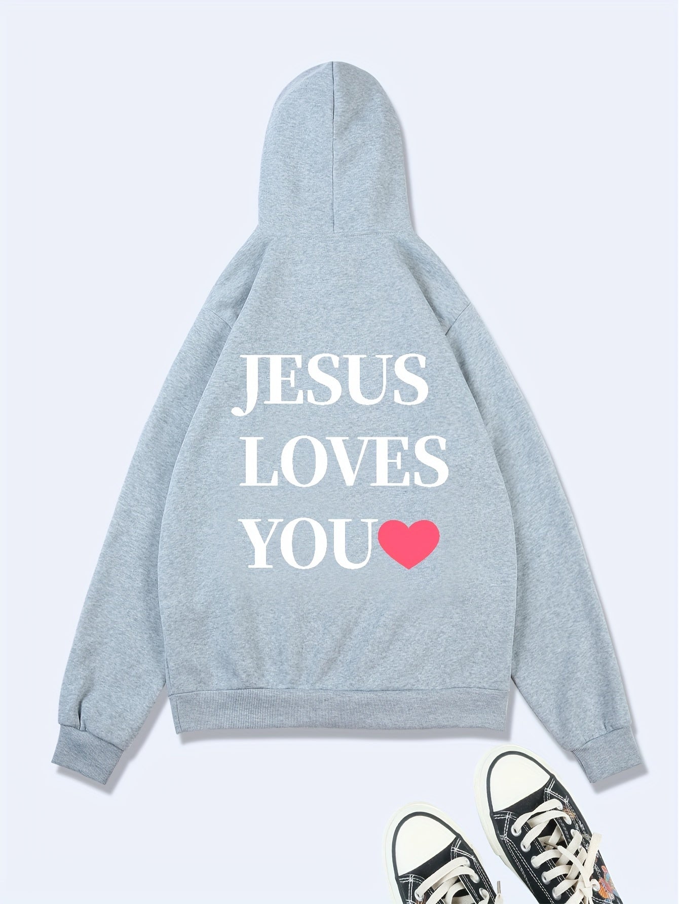 Jesus Loves You Women's Christian Pullover Hooded Sweatshirt claimedbygoddesigns
