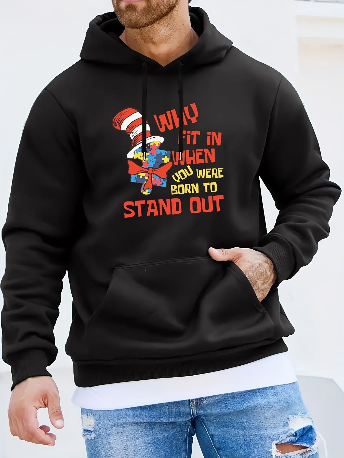 Why Fit In When You Were Born To Stand Out Men's Christian Pullover Hooded Sweatshirt claimedbygoddesigns