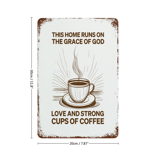Grace and Coffee Christian Rusted Vintage Metal Wall Art Tin Sign-11.8"x7.9"/ 30x20cm