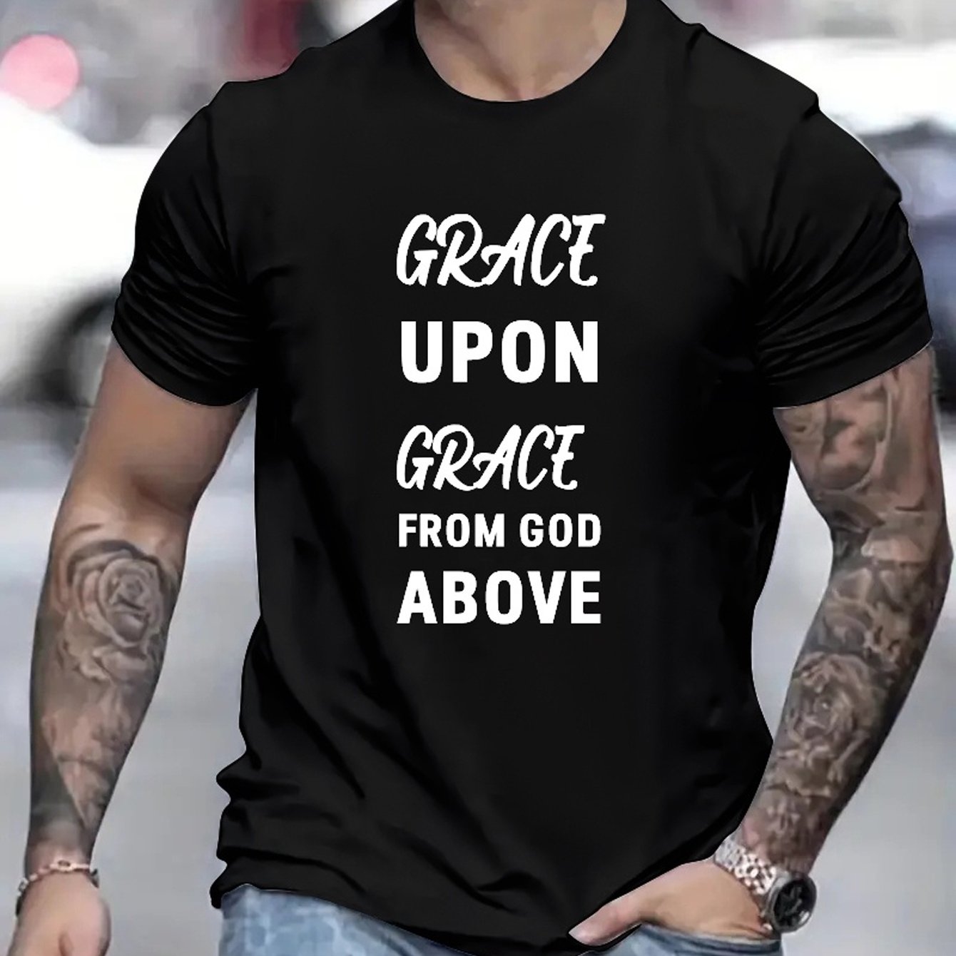 Grace Upon Grace From God Above Men's Christian T-shirt claimedbygoddesigns