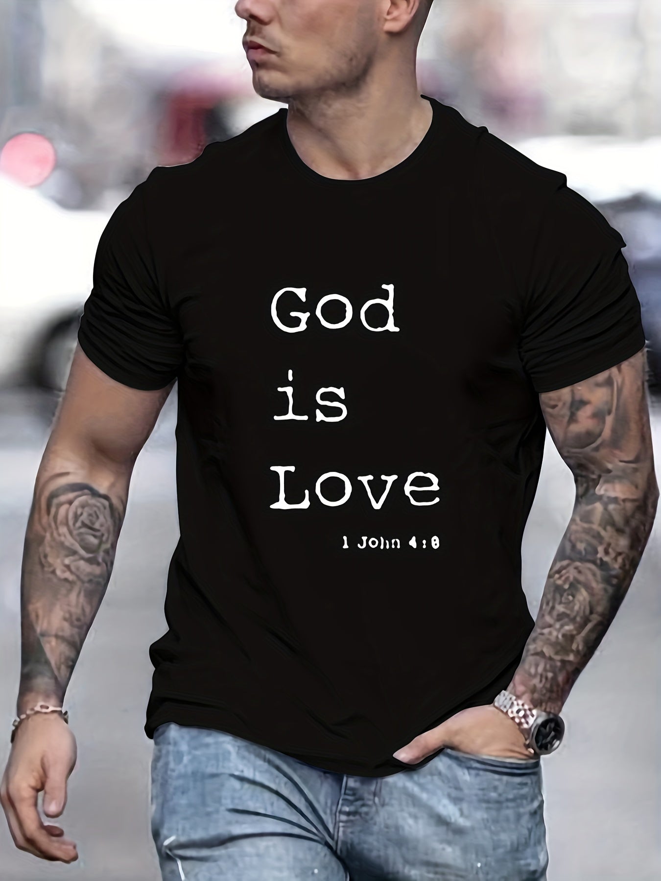 GOD IS LOVE Men's Christian T-Shirt claimedbygoddesigns