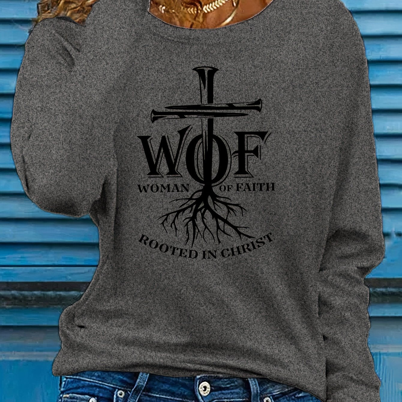 Woman Of Faith Rooted In Christ Women's Christian Pullover Sweatshirt claimedbygoddesigns