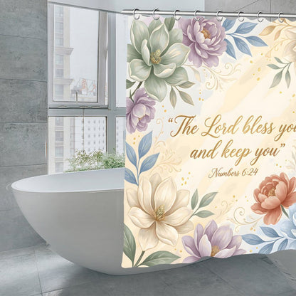 The Lord Bless You Christian Waterproof Shower Curtain