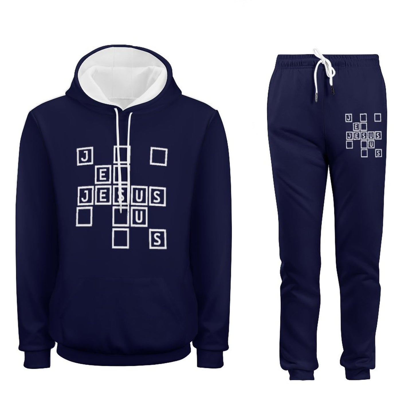 Jesus Men's Christian Casual Outfit Cotton Hoodie & Joggers Set