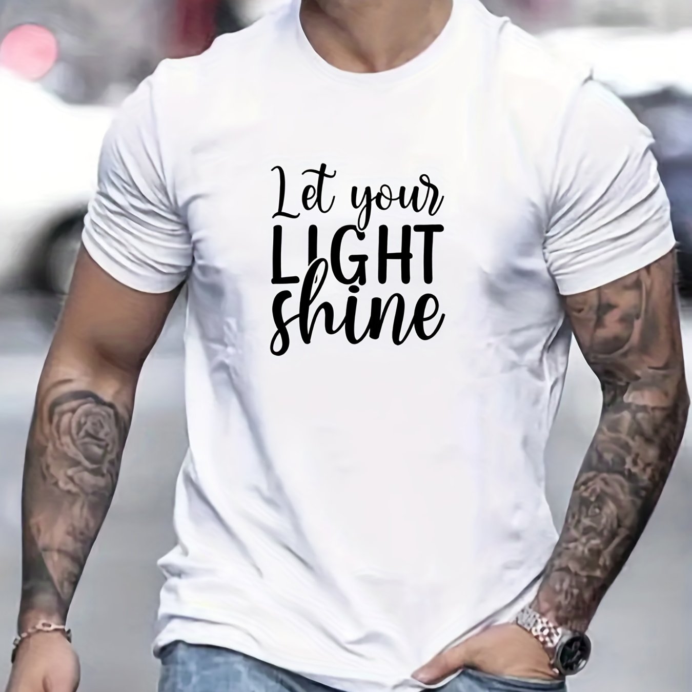 Let Your Light Shine Men's Christian T-shirt claimedbygoddesigns