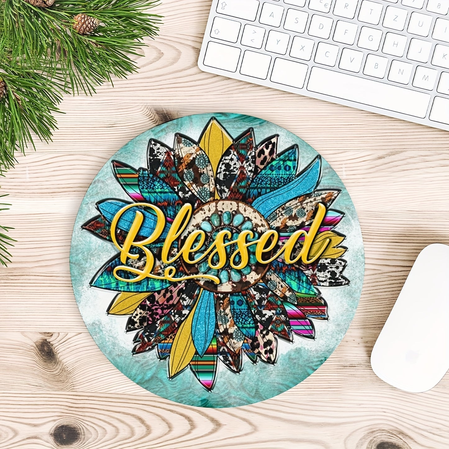 Blessed Christian Computer Mouse Pad  7.8*7.8*0.12inch/ 19.81*19.81*0.3cm claimedbygoddesigns