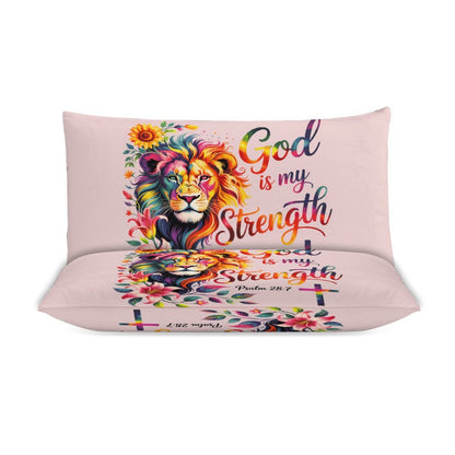 He Is My Strength 3 - PieceChristian Comforter Bedding Set - Queen - ClaimedbyGodDesigns