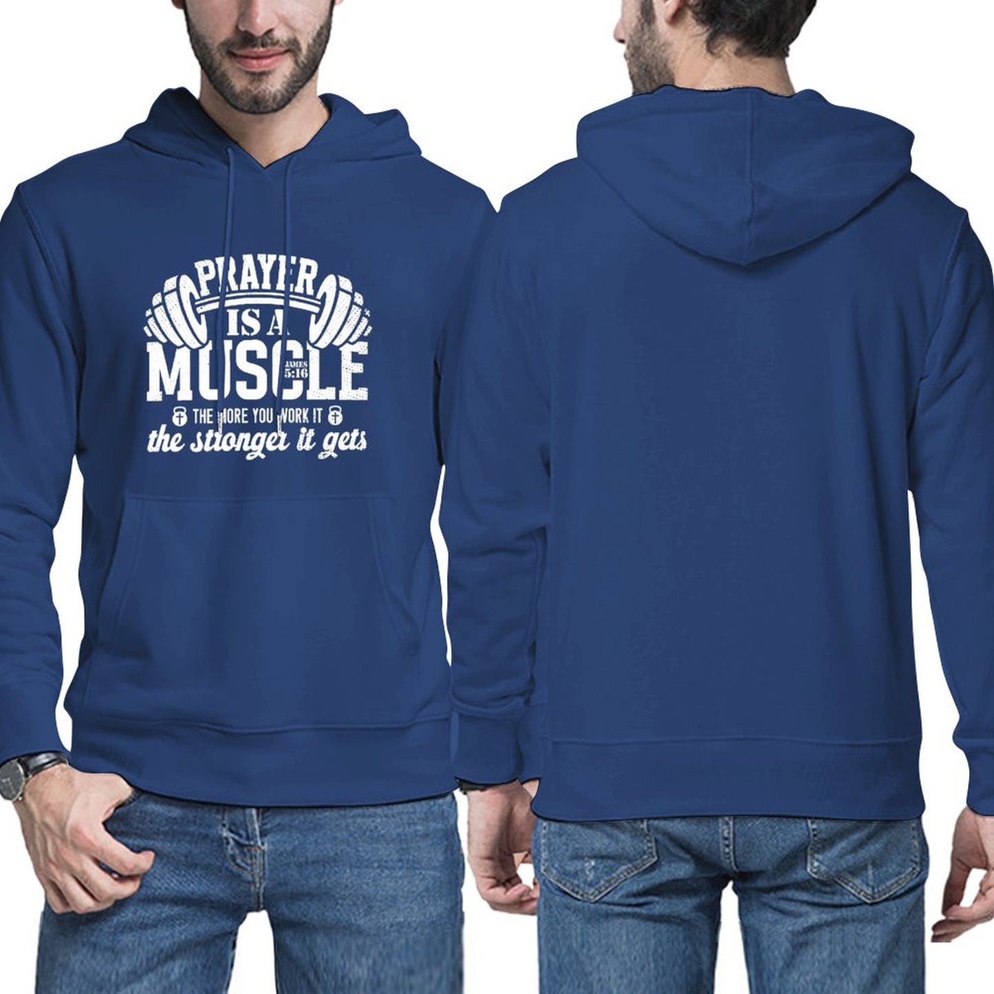 Prayer Is A Muscle Men's Christian Pullover Hooded Sweatshirt