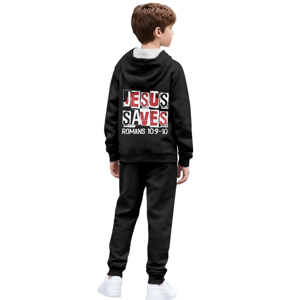 He Saves Youth Christian Zippered Sportswear Outfit - ClaimedbyGodDesigns