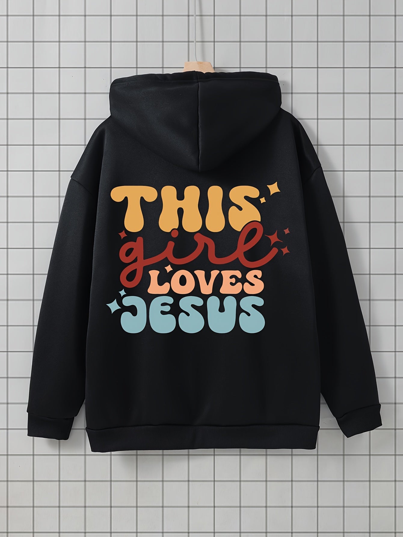 This Girl Loves Jesus Women's Christian Pullover Hooded Sweatshirt claimedbygoddesigns