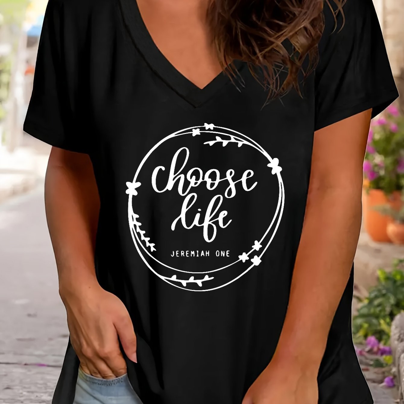 Choose Life Plus Size Women's Christian V Neck T-Shirt claimedbygoddesigns