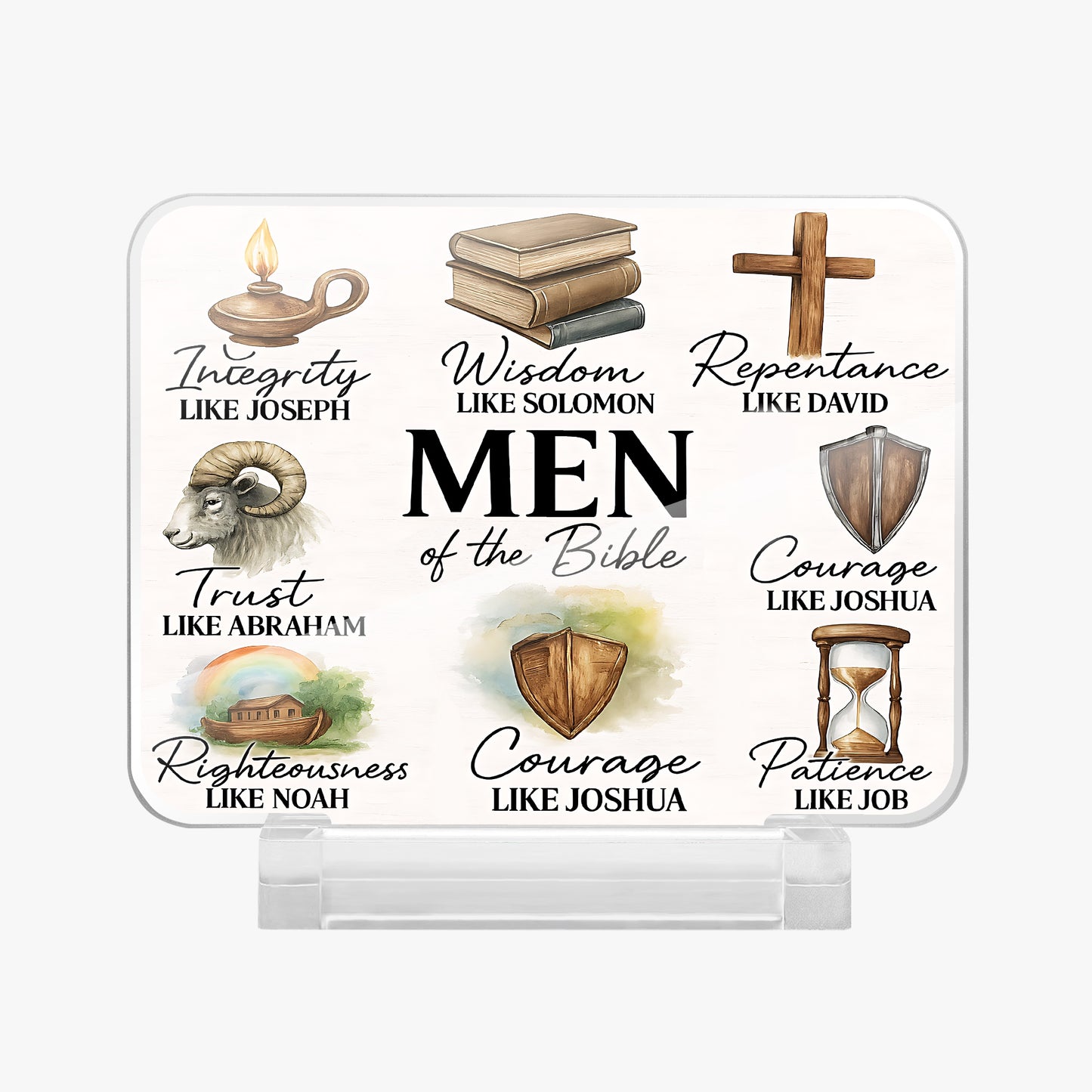 Men Of The Bible Christian Acrylic Plaque with Stand - Rectangle - ClaimedbyGodDesigns