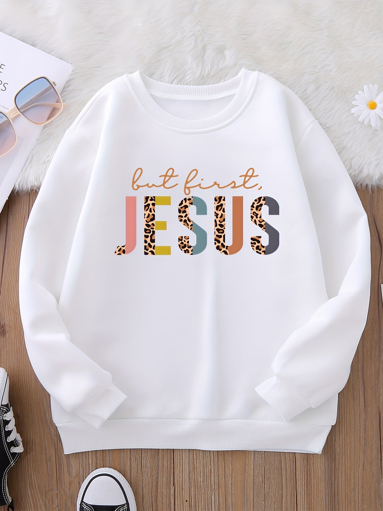 But First JESUS Youth Christian Pullover Sweatshirt claimedbygoddesigns