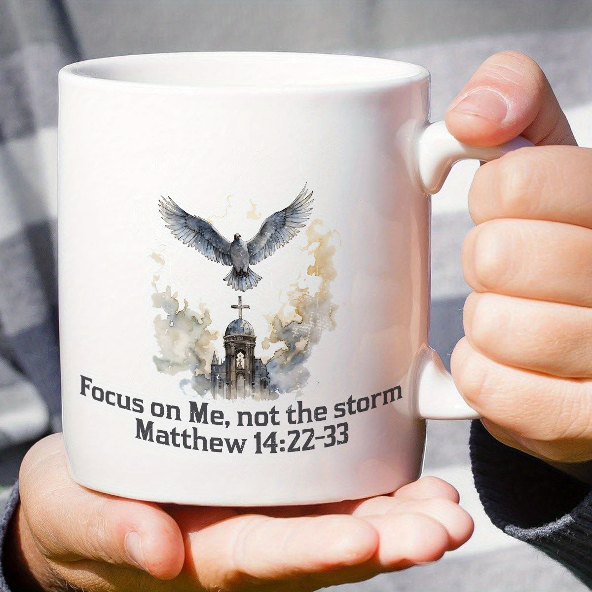 Focus On Me Not The Storm Christian White Ceramic Mug, 11oz claimedbygoddesigns